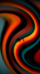 Fluid rainbow colors on black background, vector wave lines and swirls