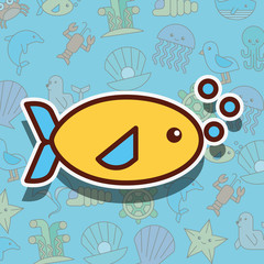 Obraz na płótnie Canvas fish sea life cartoon background vector illustration