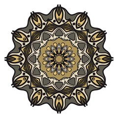 Floral Geometric Pattern with hand-drawing Mandala. Vector illustration. For fabric, textile, bandana, scarg, print.