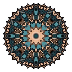 Floral Geometric Pattern with hand-drawing Mandala. Vector illustration. For fabric, textile, bandana, scarg, print.