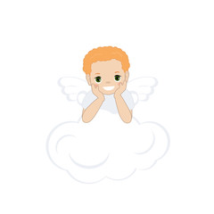 Vector illustrations of angel in the clouds.