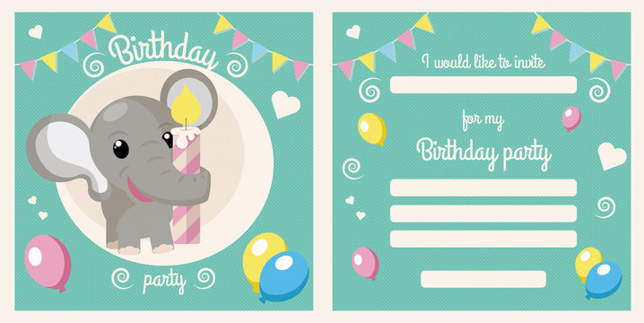 Elephant birthday invitation