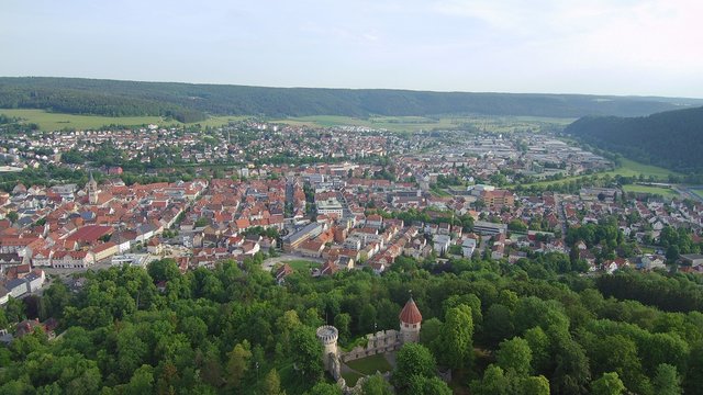 Rine Honberg in Tuttlingen in S&uuml;ddeutschland in Europa aufgenommen mit einer Drone