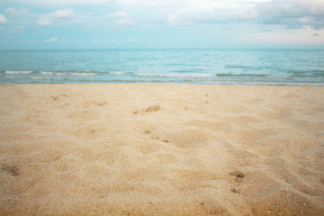golden sand beach with sky.