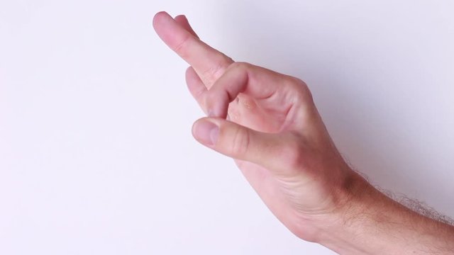 Male hand gestures on white background
