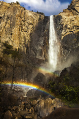 Double rainbow in fron of Yosemite National Park's Bridalveil Falls