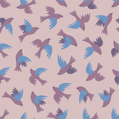  Seamless pattern with flying birds.  Flock of birds simple vector background 