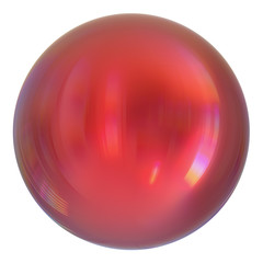 Sphere round button red, ball basic, circle geometric shape solid figure, simple minimalistic atom element, single drop shiny glossy sparkling object, blank balloon. 3d illustration