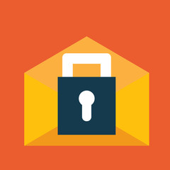 Email icon with lock icon for safe communication business