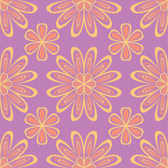 Floral seamless pattern. Bright violet background with colored design