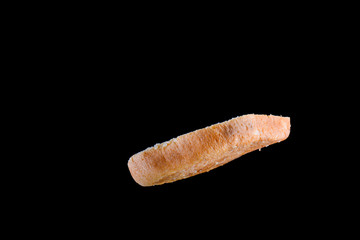 Grilled burger bun isolated on white background. Close up