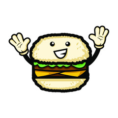 Rice Burger Mascot Design Vector