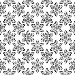 Black floral seamless pattern on white background