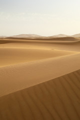Fototapeta na wymiar above sand dunes in desert in Morocco