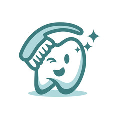 Tooth and Brush Mascot Design Vector