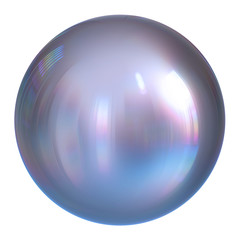 Sphere globe white pearl, round button silver, chrome ball, basic circle geometric shape, solid figure simple minimalistic, atom element, single drop shiny clean sparkling object. 3d illustration