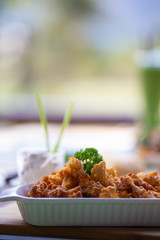 Battered Deep fried calamari squid served with white tartar sauce.