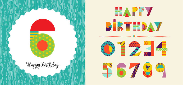 Happy birthday age number card template set