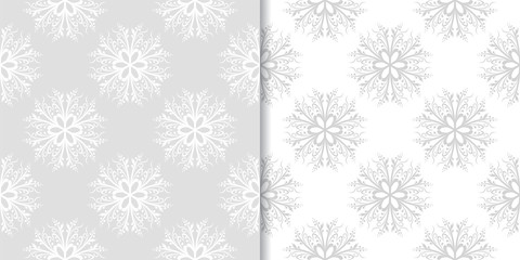 Light gray set of floral seamless patterns