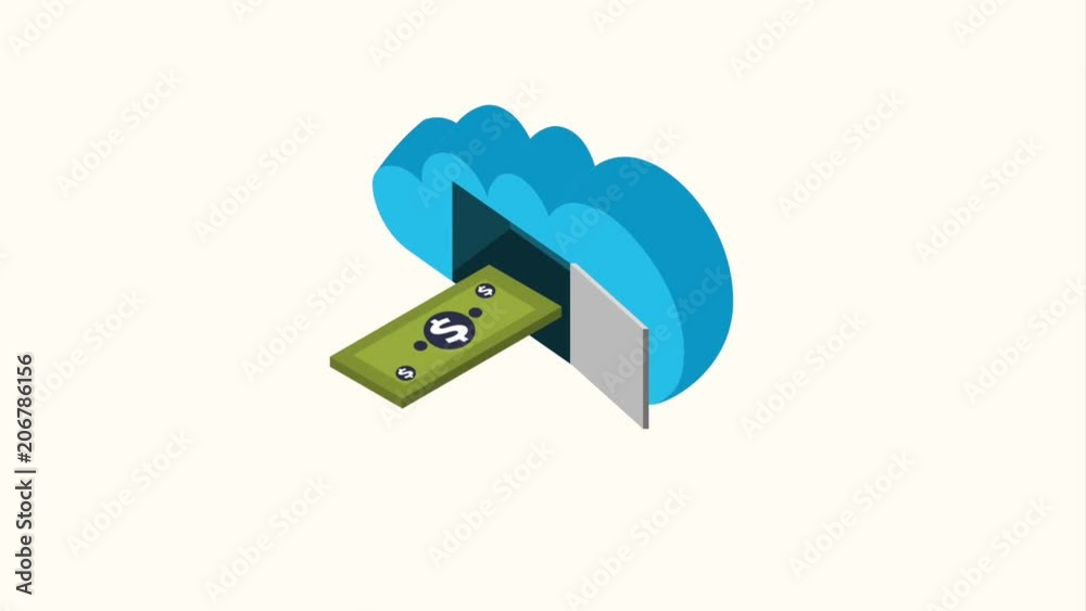 Sticker cloud storage banking money dollar animation hd