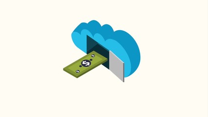 cloud storage banking money dollar animation hd