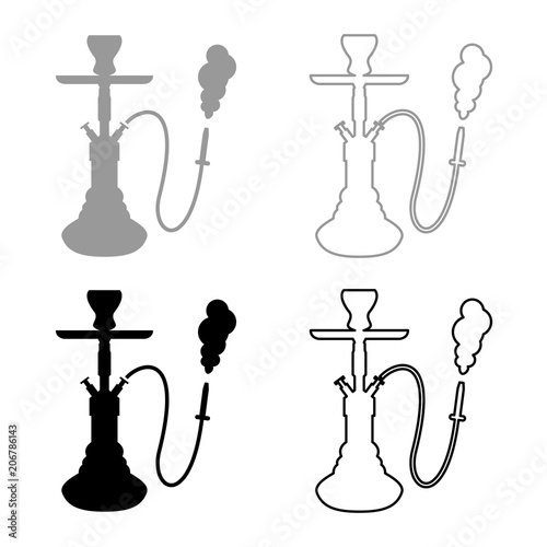 Hookah Shisha Icon Set Grey Black Color Wall Mural Wallpaper Murals Serhii