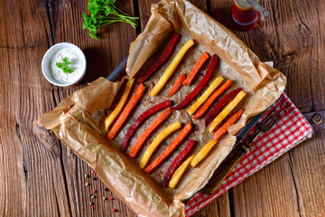 colorful vegetable fries from the oven