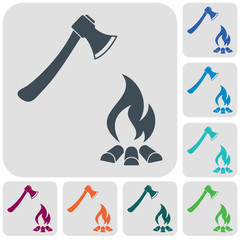 The ax and campfire icon