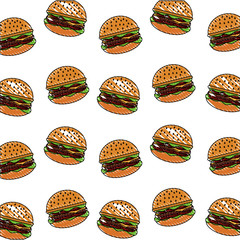 delicious fast food hamburger background vector illustration
