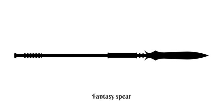 Black silhouettes of medieval knight spear on white background. Paladin weapon icon. Fantasy warrior equipment
