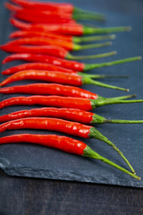 Red chilli pepper is a dark background.