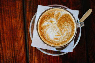 A cup of hot coffee