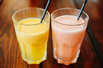 Two fruit smoothies