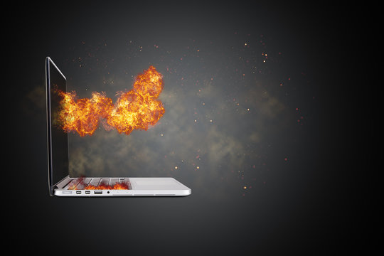 Realistic Burning Fire Flames on Laptop