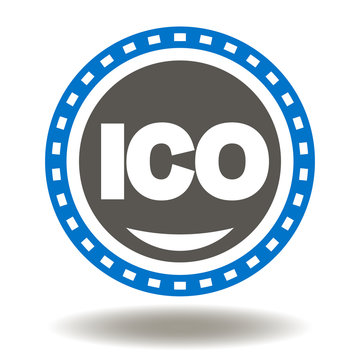 ICO Coin Icon Vector. Initial Coin Offering Illustration. Trade Market Banking Logo.  Digital Money Investment Platform Symbol.