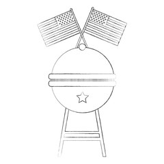 barbeque grill with USA flags vector illustration design