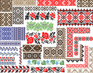 Set of 30 Seamless Ethnic Patterns for Embroidery Stitch