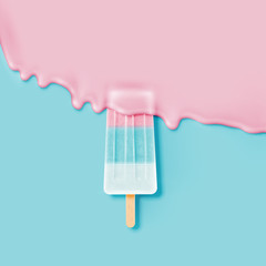 Realistic icecream bar, with melting cream, vector illustration