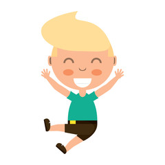 cartoon boy jumping over white background, colorful design. vector illustration