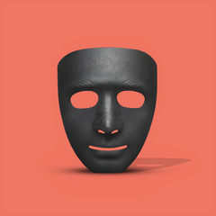 Black mask front of red background