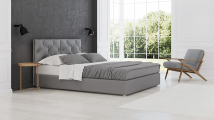 Bedroom interior. Modern classic. 3D rendering.