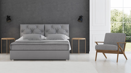 Bedroom interior. Modern classic. 3D rendering.