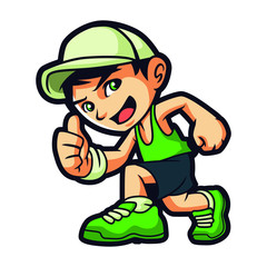 Running Boy Mascot Design Vector