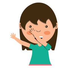 cartoon girl smiling over white background, colorful design. vector illustration