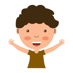 cartoon excited boy icon over white background, colorful design. vector illustration