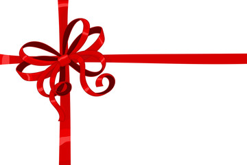 Red wrapping silky ribbon bow