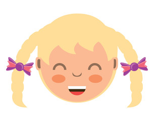 cartoon girl with beautiful braids over white background, colorful design. vector illustration