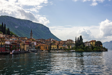 Fototapeta na wymiar Varenna town lake view, Como landscape, Italy
