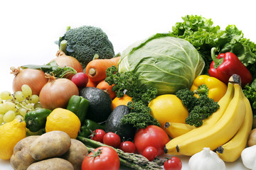 野菜と果物の集合　Image of different fruits and vegetables on white background