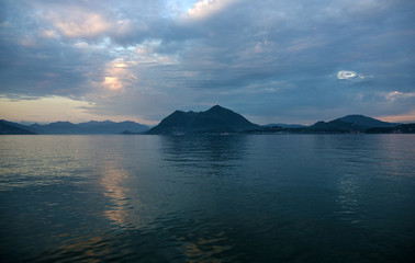 Maggiore lake sunset landscape, Stresa, Italy